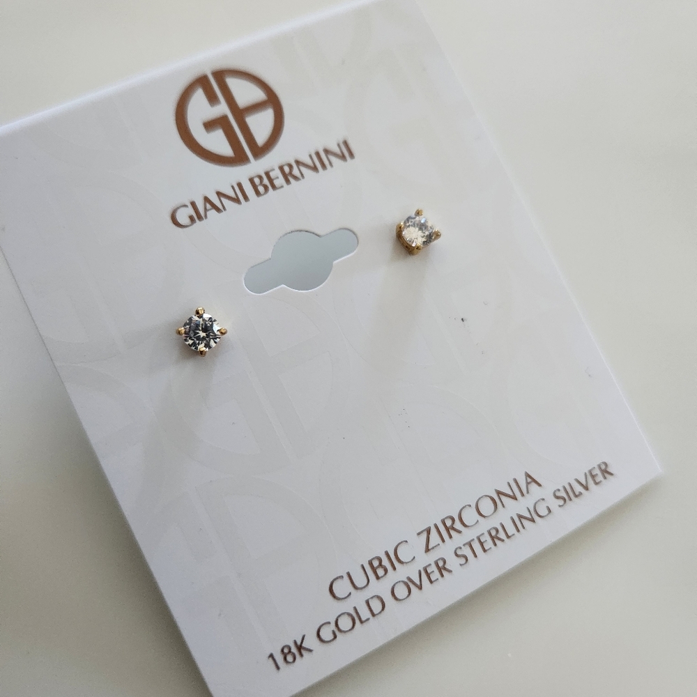 Giani Bernini 18K Gold Over Sterling Silver Cubic Zirconia Stud Earrings
